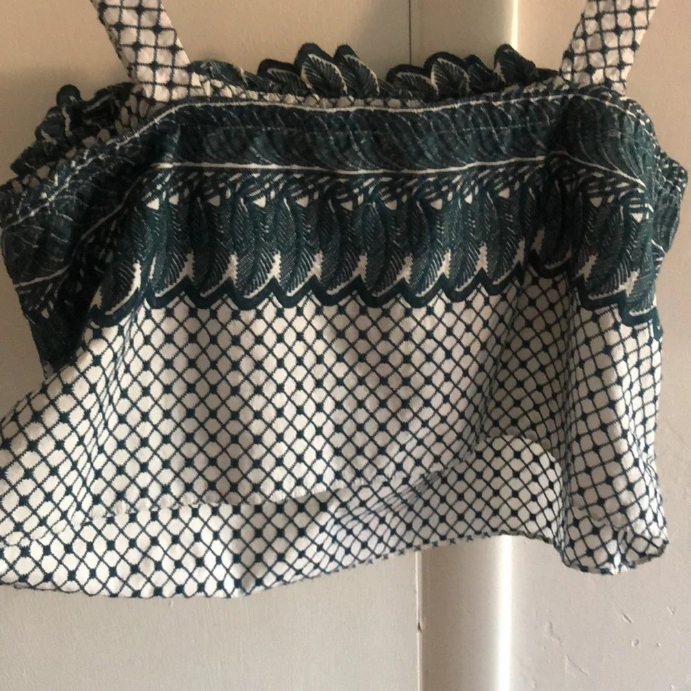 Red Carter teal and white embroidered crop top - Picture 8 of 11